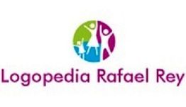 Logotipo de "Logopedia Rafael Rey" con figuras humanas en círculos de colores.