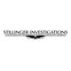 "Stillinger Investigations logo and contact details in bold black text on a white background."