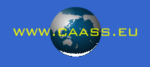 Globus mit gelber Schrift "www.caass.eu" auf blauem Hintergrund.