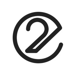 Logo avec un "2" stylisé dans un cercle noir.