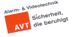 Logo von AVT: Alarm- & Videotechnik, rot-weiß, mit dem Slogan „Sicherheit, die beruhigt“.