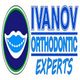 Logo of Ivanov Orthodontic Experts with smiling mouth icon and bold blue text.