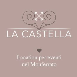 Logo di "La Castella", location per eventi nel Monferrato, su sfondo marrone chiaro.