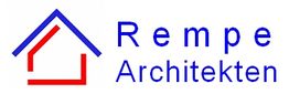 Logo der Rempe Architekten: Ein Hausumriss in Blau und Rot neben dem Schriftzug.