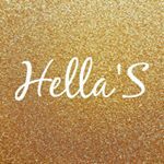 Texto "Hella'S" en fondo dorado brillante.