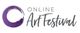 "Logo: 'Online Art Festival' with a purple brushstroke circle on the left."