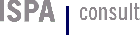 Logo mit Text "ISPA consult" in Grau mit einer blauen senkrechten Linie in der Mitte.