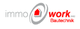 Logo mit grauem "immo" und rotem "work GmbH Bautechnik" Text, Haus-Symbol im Kreis.