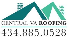 Logo for Central VA Roofing with phone number 434-885-0528 and stylized roof design.