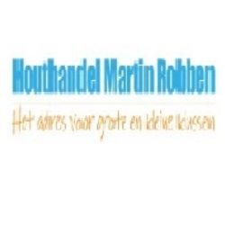 Logo met de tekst: "Houthandel Martin Robben - Het adres voor grote en kleine klussen."