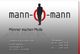 Logo "mann-o-mann" mit Silhouette, Adresse und Öffnungszeiten. Text: "Männer machen Mode".