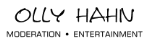 Schwarzer Text auf weißem Hintergrund: "OLLY HAHN - MODERATION · ENTERTAINMENT".