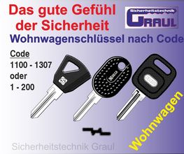 Wohnwagenschlüssel nach Code gefertigt