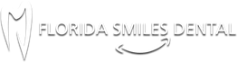 Logo of Florida Smiles Dental with a tooth graphic and a swoosh line below the text.