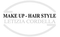 Testo dell'immagine: "MAKE UP - HAIR STYLE LETIZIA CORDELLA" su sfondo bianco.
