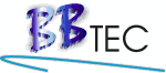 Logo mit Schriftzug "BB TEC" in blauer und schwarzer Schrift, darunter eine blaue Linie.