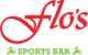 Red and green "Flo's Pizzeria" logo on a white background.