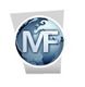 Logo mit Weltkugel und den Buchstaben "MF" in blauer und grauer Farbgebung.