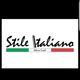 Logo "Stile Italiano" con bandiera italiana stilizzata e testo "Sabina Fanti". Sfondo nero.