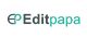 "Editpapa logo with stylized text in black and teal colors."