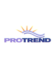 PROTREND-Logo mit Sonne und geschwungener blauer Linie.