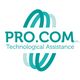 Logo di Pro.Com S.R.L. con sfere intrecciate azzurre e testo "Technological Assistance".