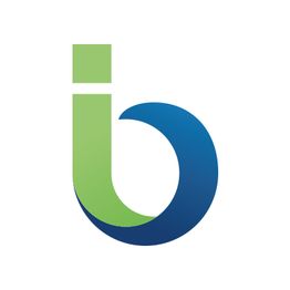 Logo mit einem grünen "i" und einem blauen "b" auf weißem Hintergrund.