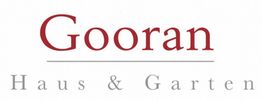 „Gooran Haus & Garten“ in roten und grauen Buchstaben auf weißem Hintergrund.