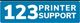 Blue sign with "123 Printer Support" in bold white text.