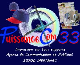 Logo Puissance Com 33, publicité et communication, impression à Mérignac.