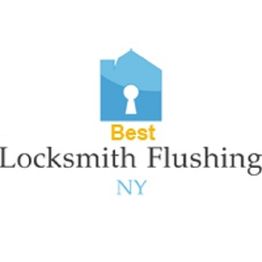 Logo for Best Locksmith Flushing NY, featuring a blue lock icon.