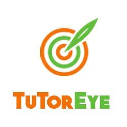 Logo with an orange and green target and feather, text "TuTorEye" in orange and green.
