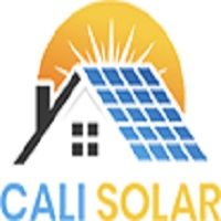 Logo of a house with solar panels and a rising sun, text: CALI SOLAR.