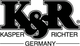Logo von K&R, Kasper Richter Germany, in Schwarz und Weiß.