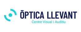 Logo de Òptica Llevant, Centre Visual i Auditiu, con un diseño de ondas a la izquierda.