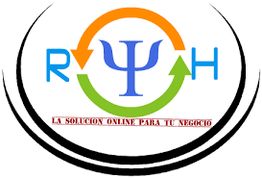 Logotipo con letras "R Y H", flechas de colores y texto: "La solución online para tu negocio".
