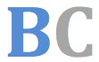 Großer Buchstabe B in Blau und C in Grau auf weißem Hintergrund.
