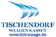 Logo der Firma Tischendorf mit Website www.kilowaage.de in blauer Schrift und drei blauen Bögen.