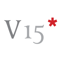 Text „V15“ mit einem roten Sternchen rechts.