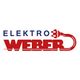 Logo mit Text "Elektro Weber", der rote Text hat ein Steckersymbol.