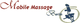 Textlogo "Mobile Massage Berlin" mit einer Illustration einer Massageszene.