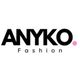 Logo mit schwarzem Schriftzug "ANYKO Fashion" und rosa Punkt.