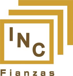 Logo con cuadrado dorado traslapado, texto "INC Fianzas".