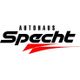 Logo von Autohaus Specht mit stilisierten roten Streifen unter dem Schriftzug.