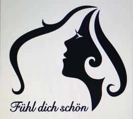 Eine stilisierte Gesichts-Silhouette mit Schriftzug "Fühl dich schön" darunter.