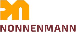 Logo der Firma Nonnenmann mit stilisiertem M in Gelb und Firmenname darunter in Rot.