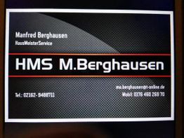 Geschäftskarte: HMS Manfred Berghausen, Hausmeisterservice, mit Kontaktdaten und E-Mail.