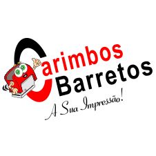 Logo da Carimbos Barretos com mascote carimbo e slogan "A Sua Impressão!".