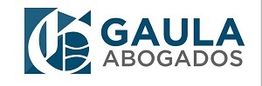 Logotipo de Gaula Abogados con diseño gráfico de formas geométricas y texto en azul y gris.