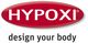 Rotes Oval mit dem weißen Schriftzug "HYPOXI" und darunter "design your body".